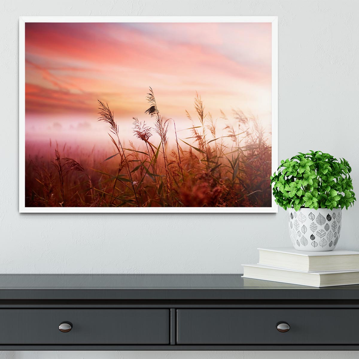 Foggy Landscape Early Morning Mist Framed Print - Canvas Art Rocks -6