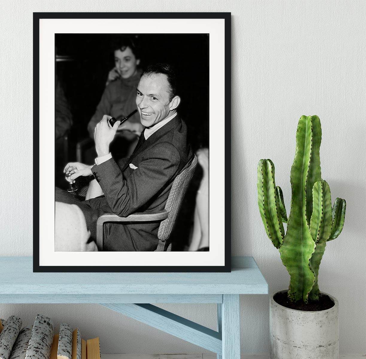 Frank Sinatra with pipe Framed Print - Canvas Art Rocks - 1