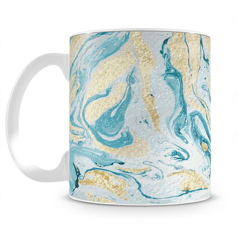 Gold and Teal Swirled Marble Mug - Canvas Art Rocks - 1