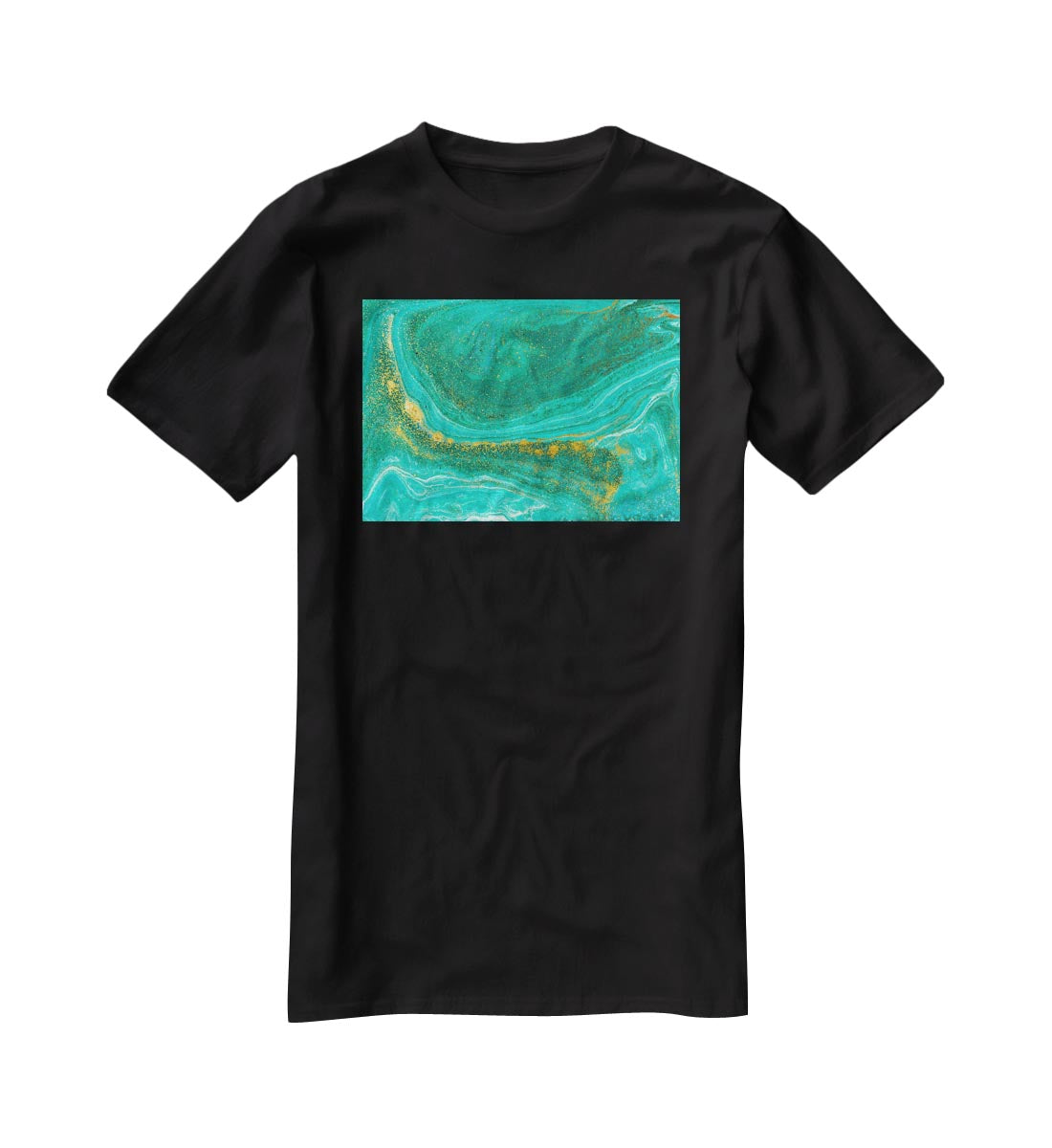 Green Swirled Marble T-Shirt - Canvas Art Rocks - 1