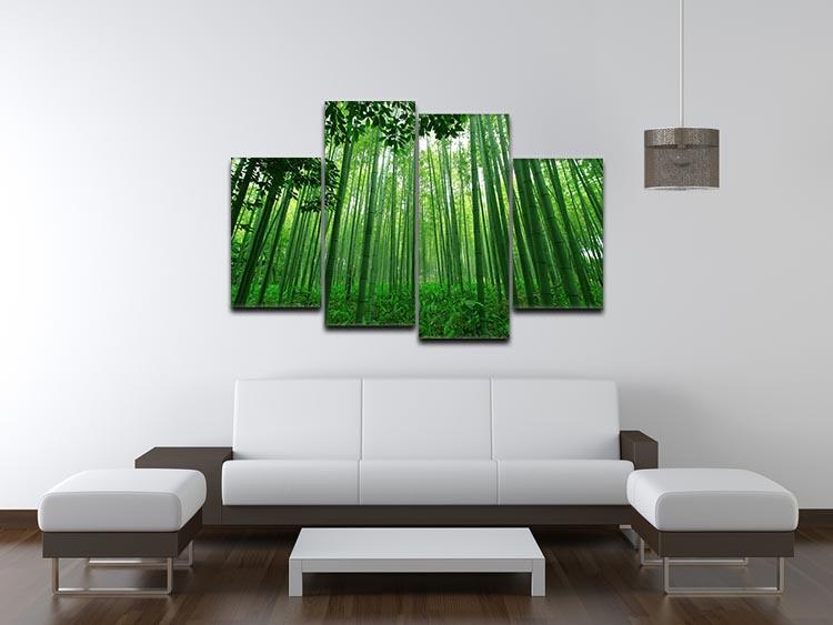 Green bamboo forest 4 Split Panel Canvas  - Canvas Art Rocks - 3
