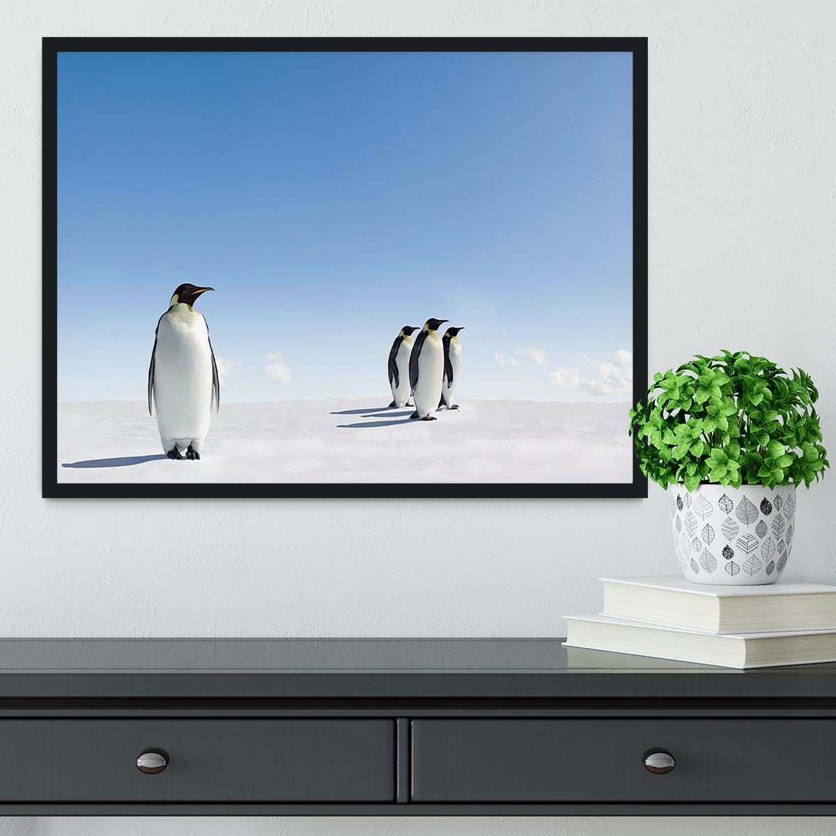 Group of Emperor Penguins in Antarctica Framed Print - Canvas Art Rocks - 2