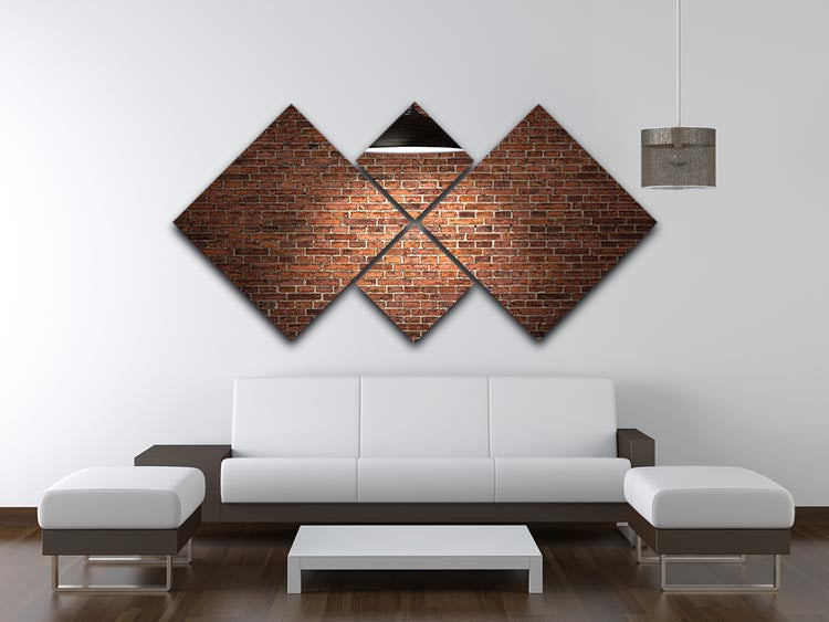 Grunge red brick 4 Square Multi Panel Canvas - Canvas Art Rocks - 3