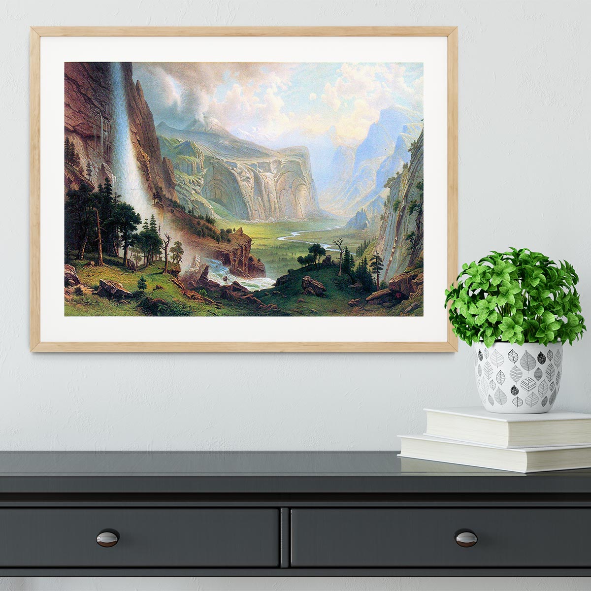 Half Dome in Yosemite by Bierstadt Framed Print - Canvas Art Rocks - 3