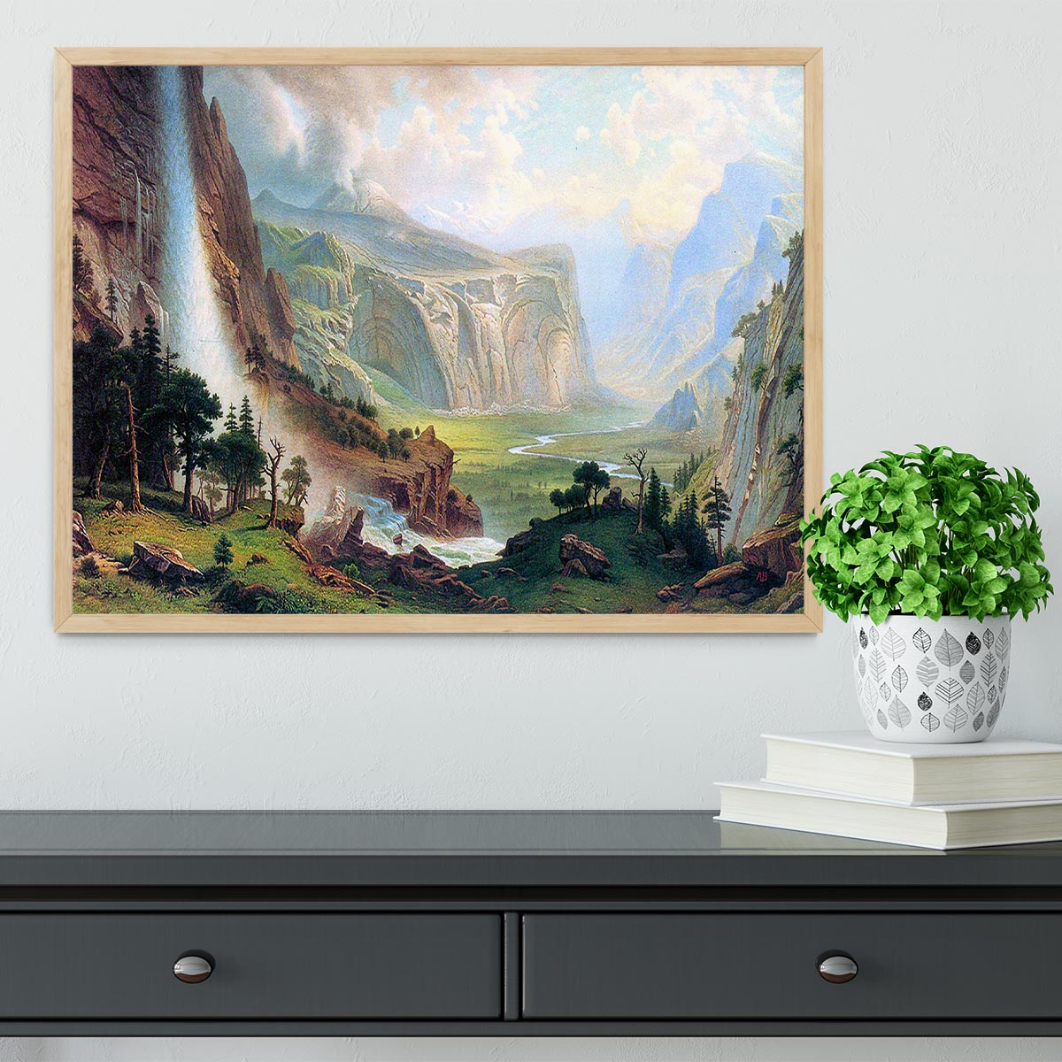 Half Dome in Yosemite by Bierstadt Framed Print - Canvas Art Rocks - 4