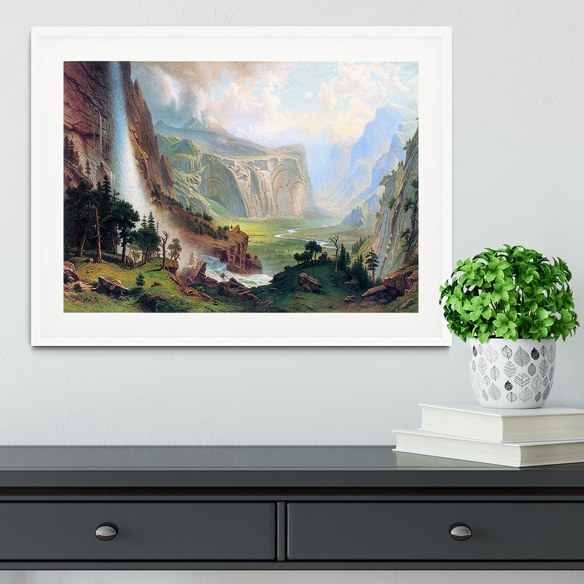 Half Dome in Yosemite by Bierstadt Framed Print - Canvas Art Rocks - 5