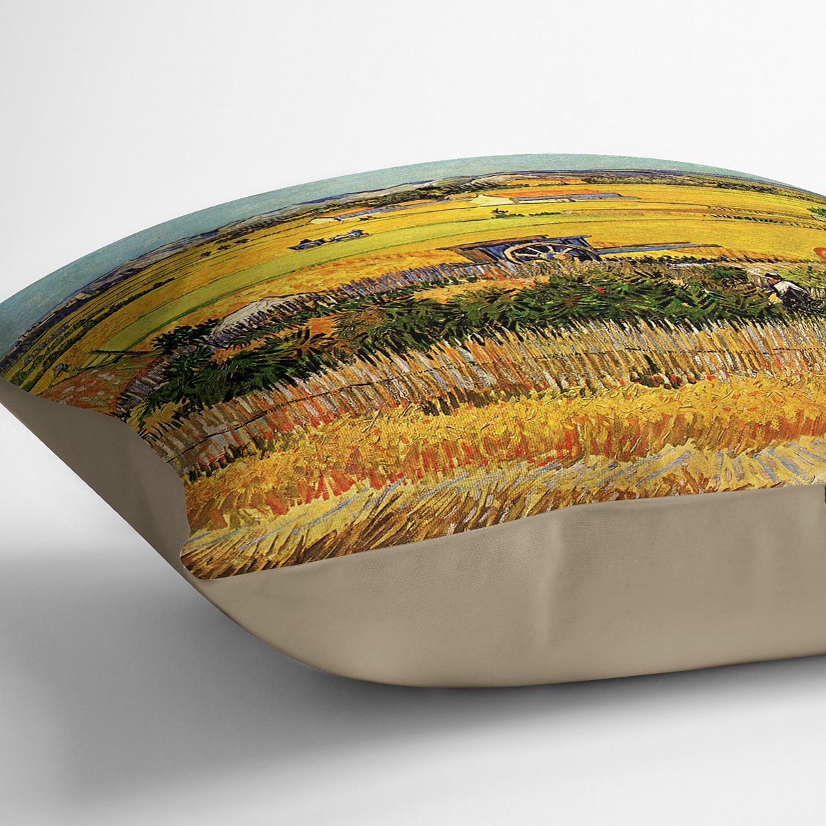 Harvest at La Crau with Montmajour in the Background by Van Gogh Cushion
