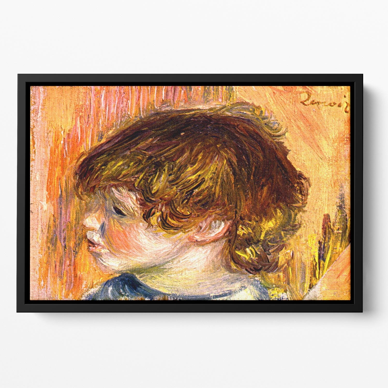 Head of a young girl by Renoir Floating Framed Canvas
