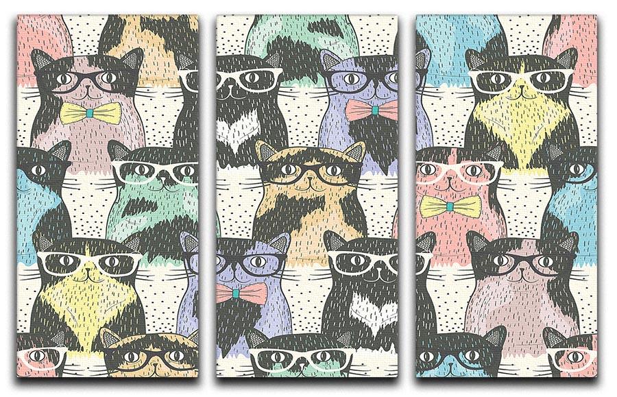 Hipster cute cats 3 Split Panel Canvas Print - Canvas Art Rocks - 1