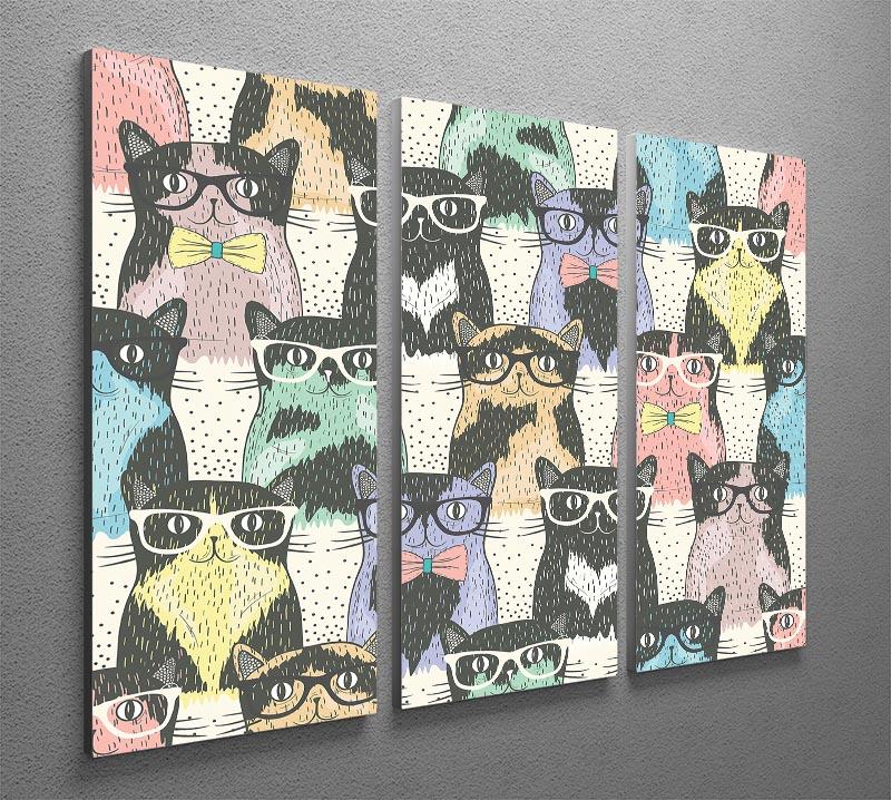 Hipster cute cats 3 Split Panel Canvas Print - Canvas Art Rocks - 2
