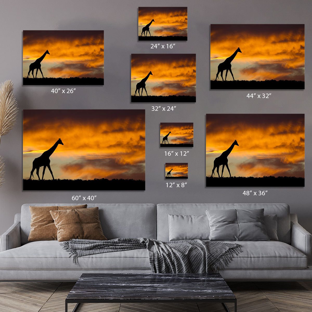 Idyllic african wildlife silhouette Canvas Print or Poster - Canvas Art Rocks - 7