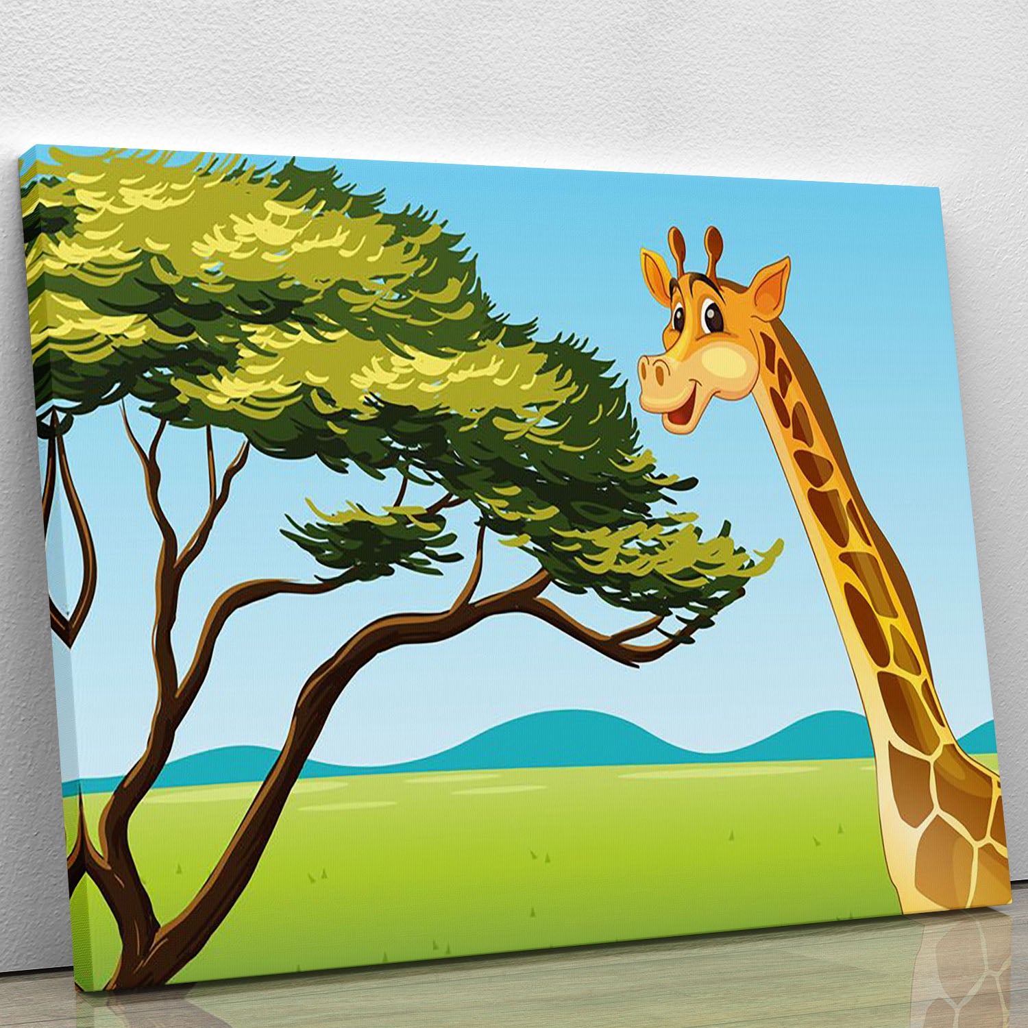 Illustration of a giraffe eating Canvas Print or Poster - Canvas Art Rocks - 1