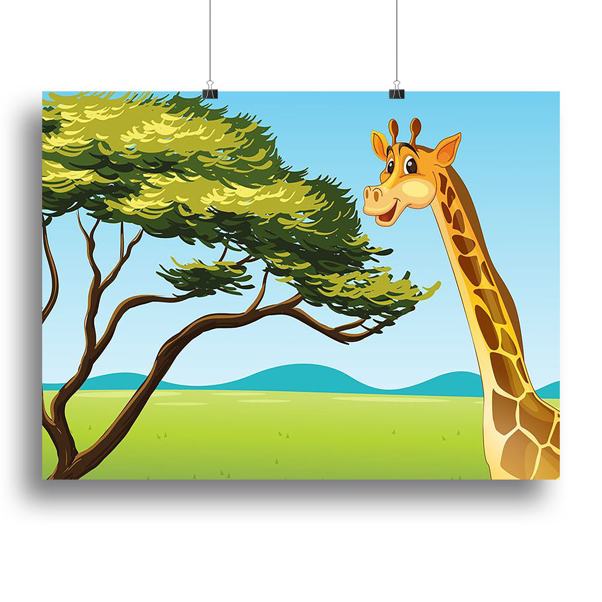 Illustration of a giraffe eating Canvas Print or Poster - Canvas Art Rocks - 2