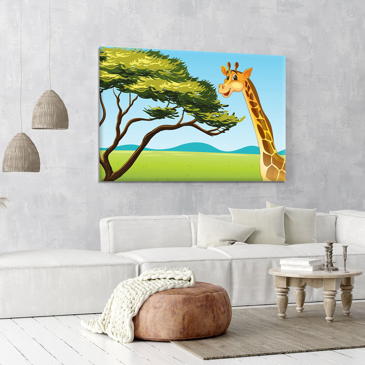 Illustration of a giraffe eating Canvas Print or Poster - Canvas Art Rocks - 6