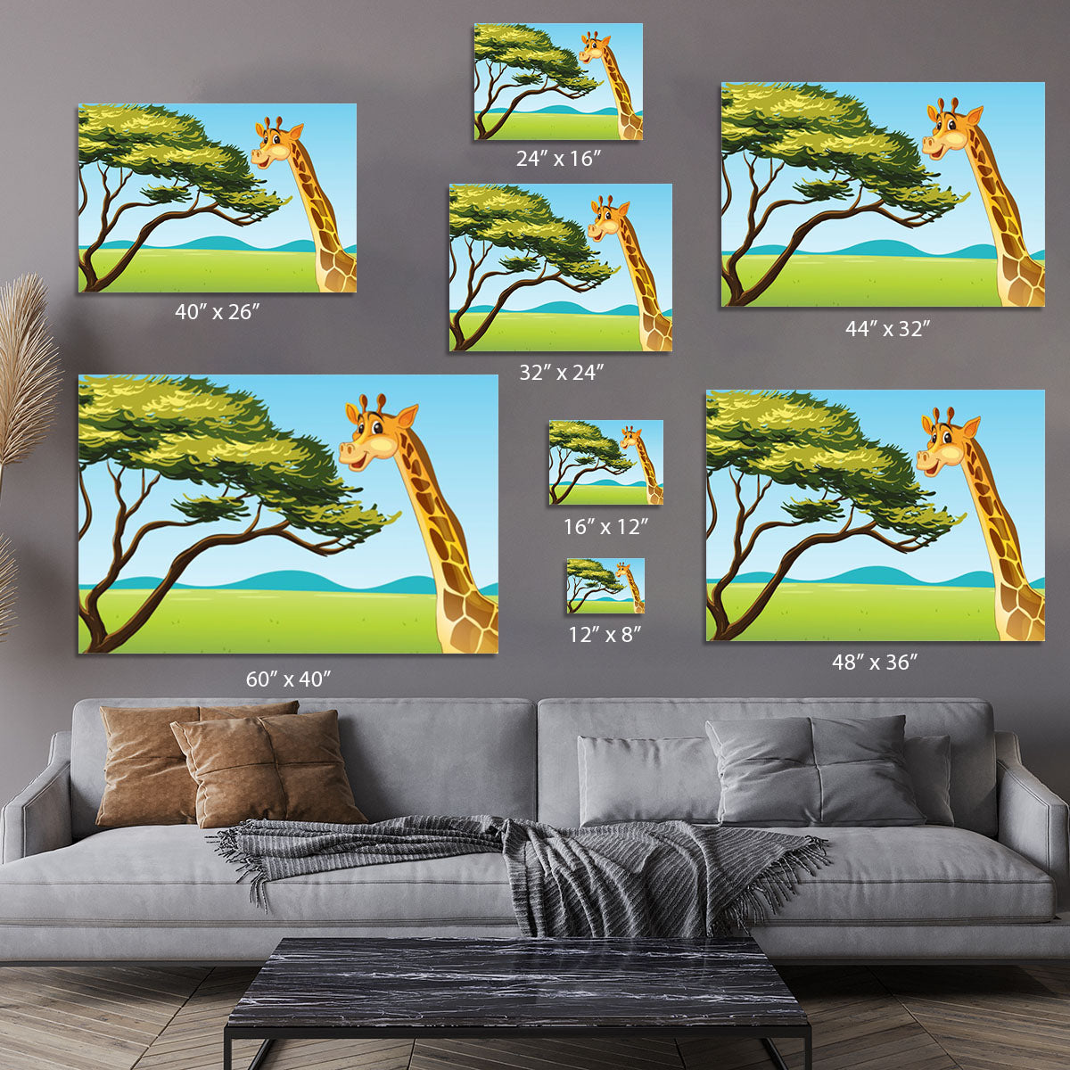 Illustration of a giraffe eating Canvas Print or Poster - Canvas Art Rocks - 7