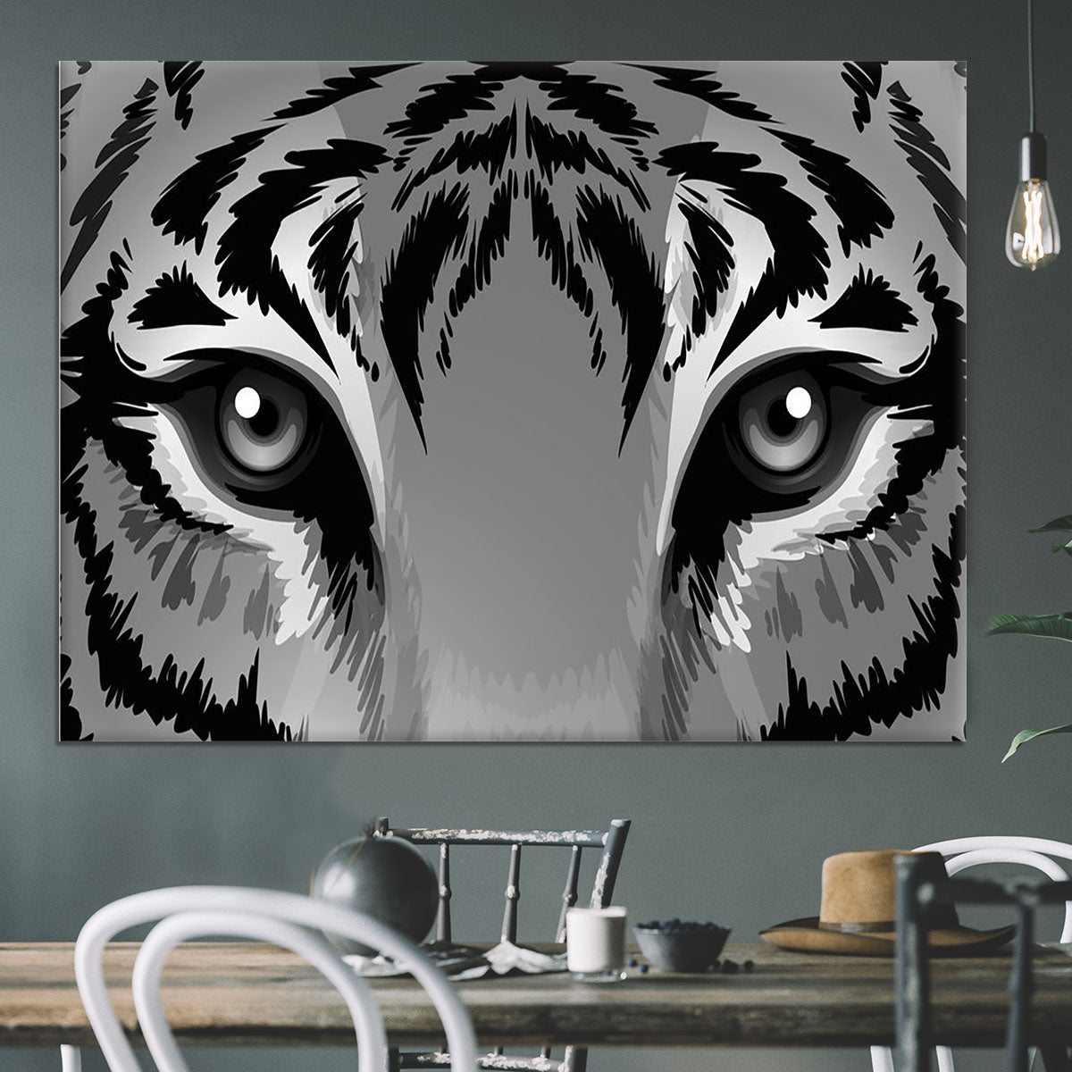 Illustration of a tiger with sharp eyes Canvas Print or Poster - Canvas Art Rocks - 3