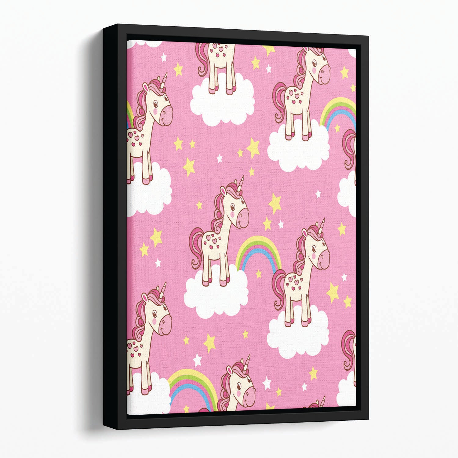 Illustration of horses in the clouds Floating Framed Canvas