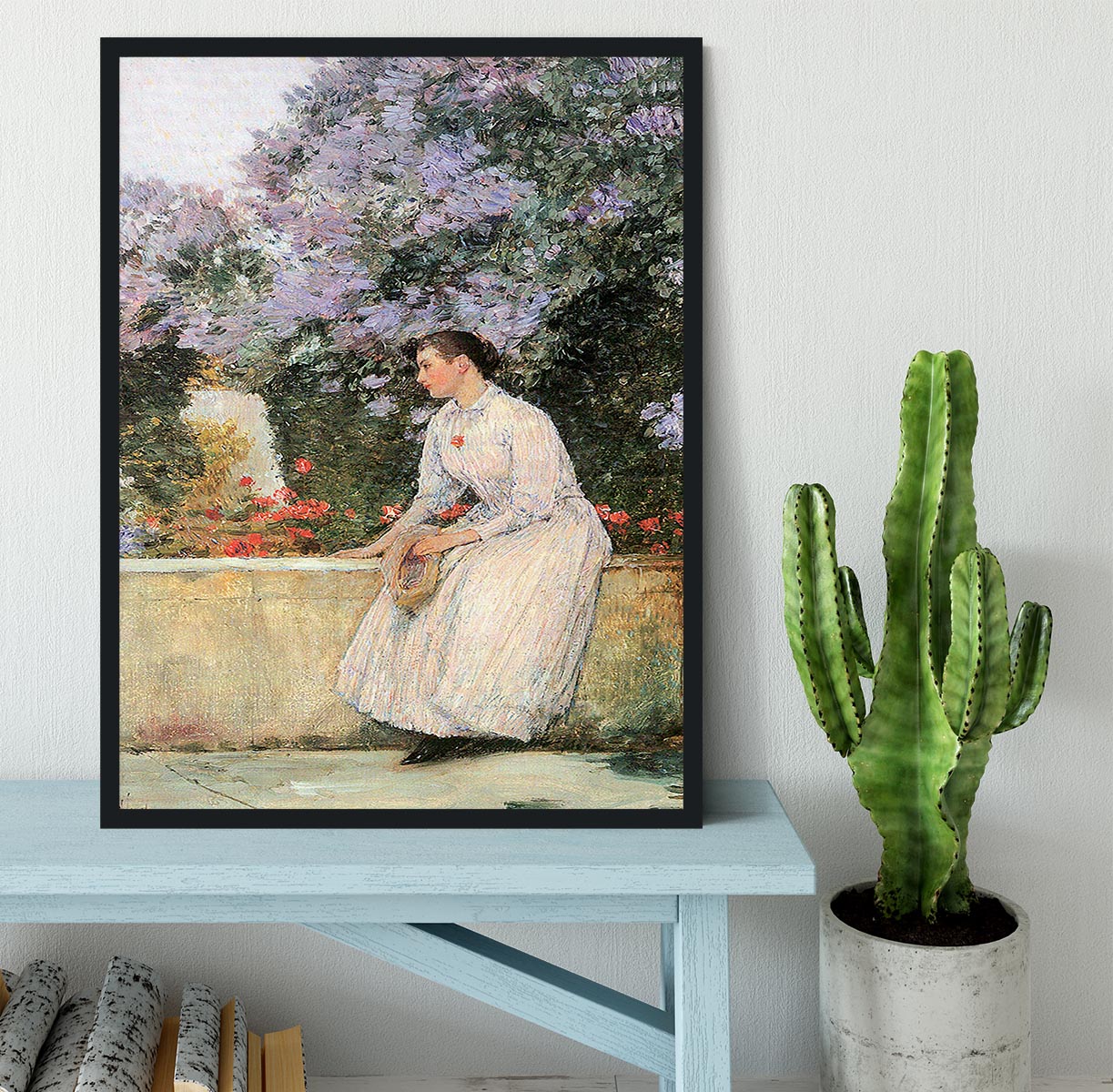 In the garden by Hassam Framed Print - Canvas Art Rocks - 2