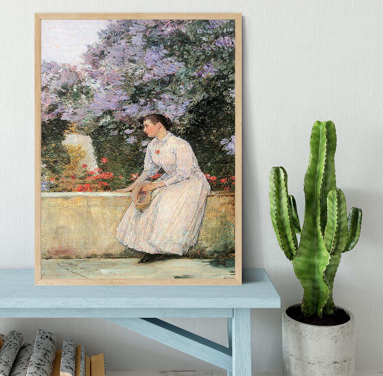 In the garden by Hassam Framed Print - Canvas Art Rocks - 4