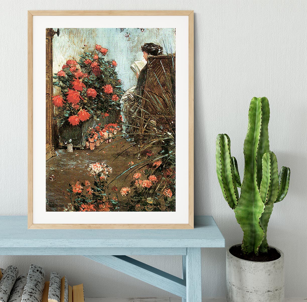 In the garden in Villiers-le-Bel by Hassam Framed Print - Canvas Art Rocks - 3