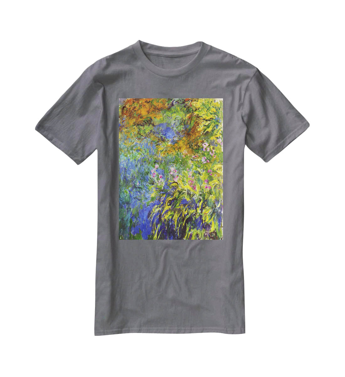 Iris at the sea rose pond 2 by Monet T-Shirt - Canvas Art Rocks - 3