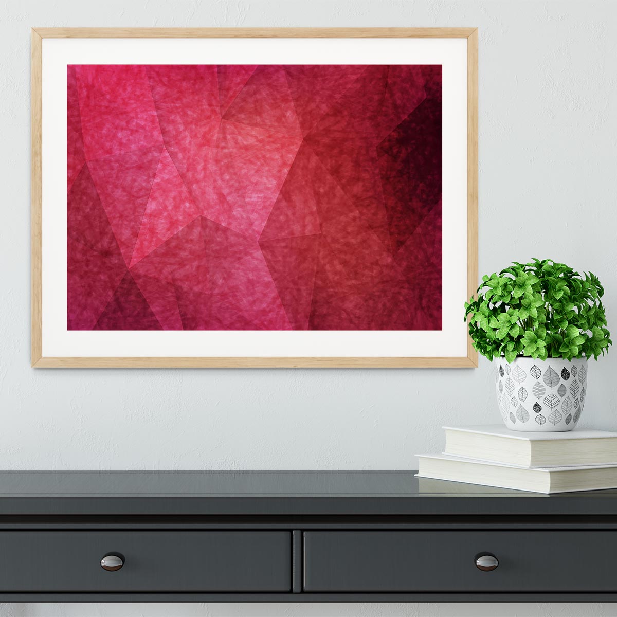 Japanese paper red background Framed Print - Canvas Art Rocks - 3