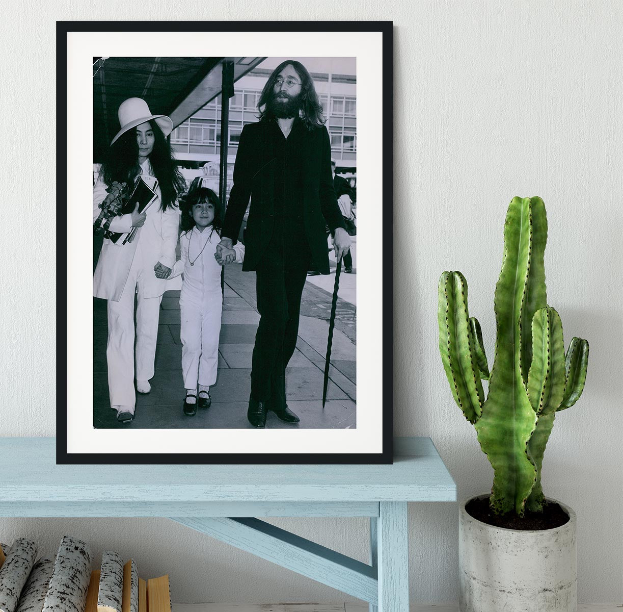 John Lennon Yoko Ono and her daughter Kyoko Framed Print - Canvas Art Rocks - 1
