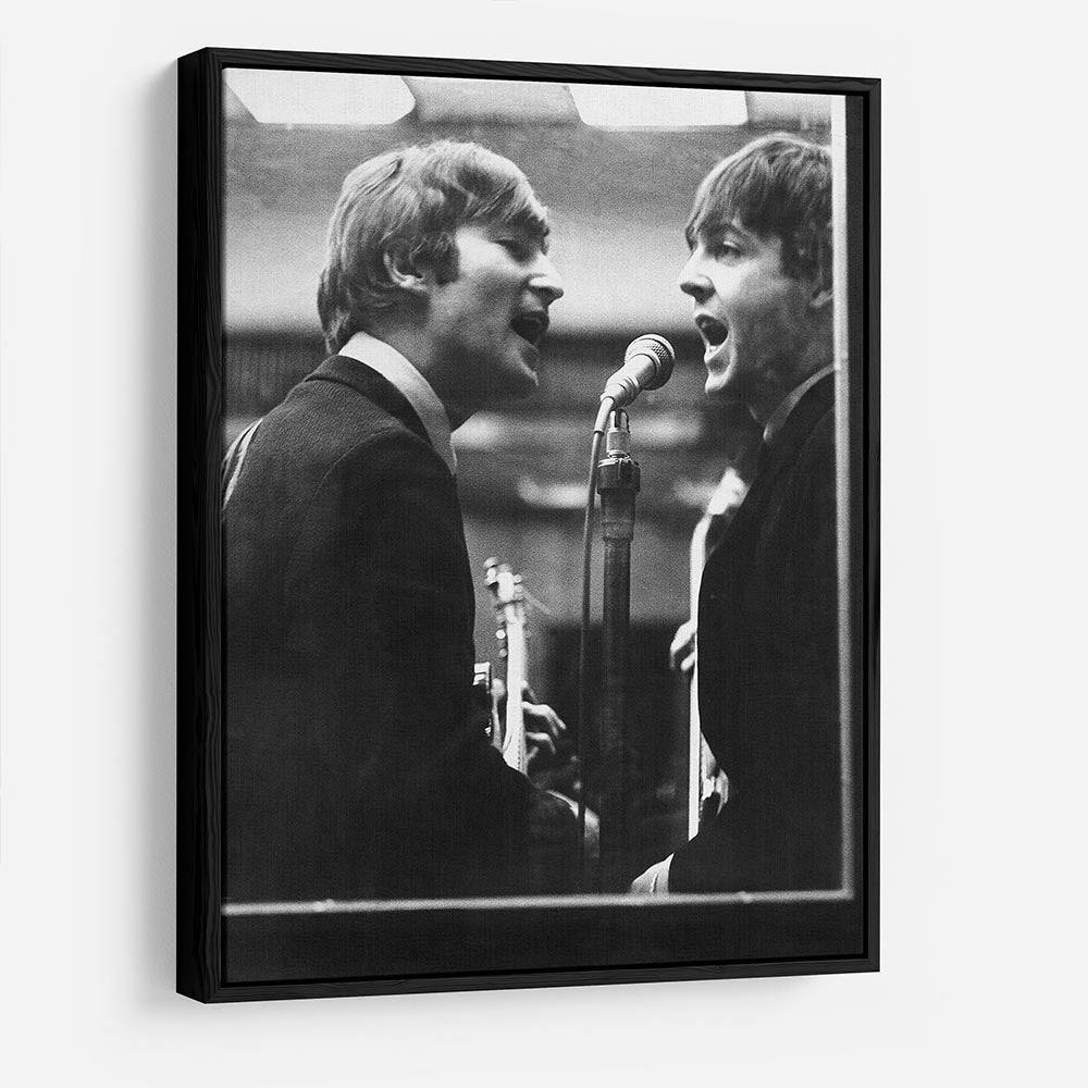 John Lennon and Paul McCartney in a recording studio HD Metal Print