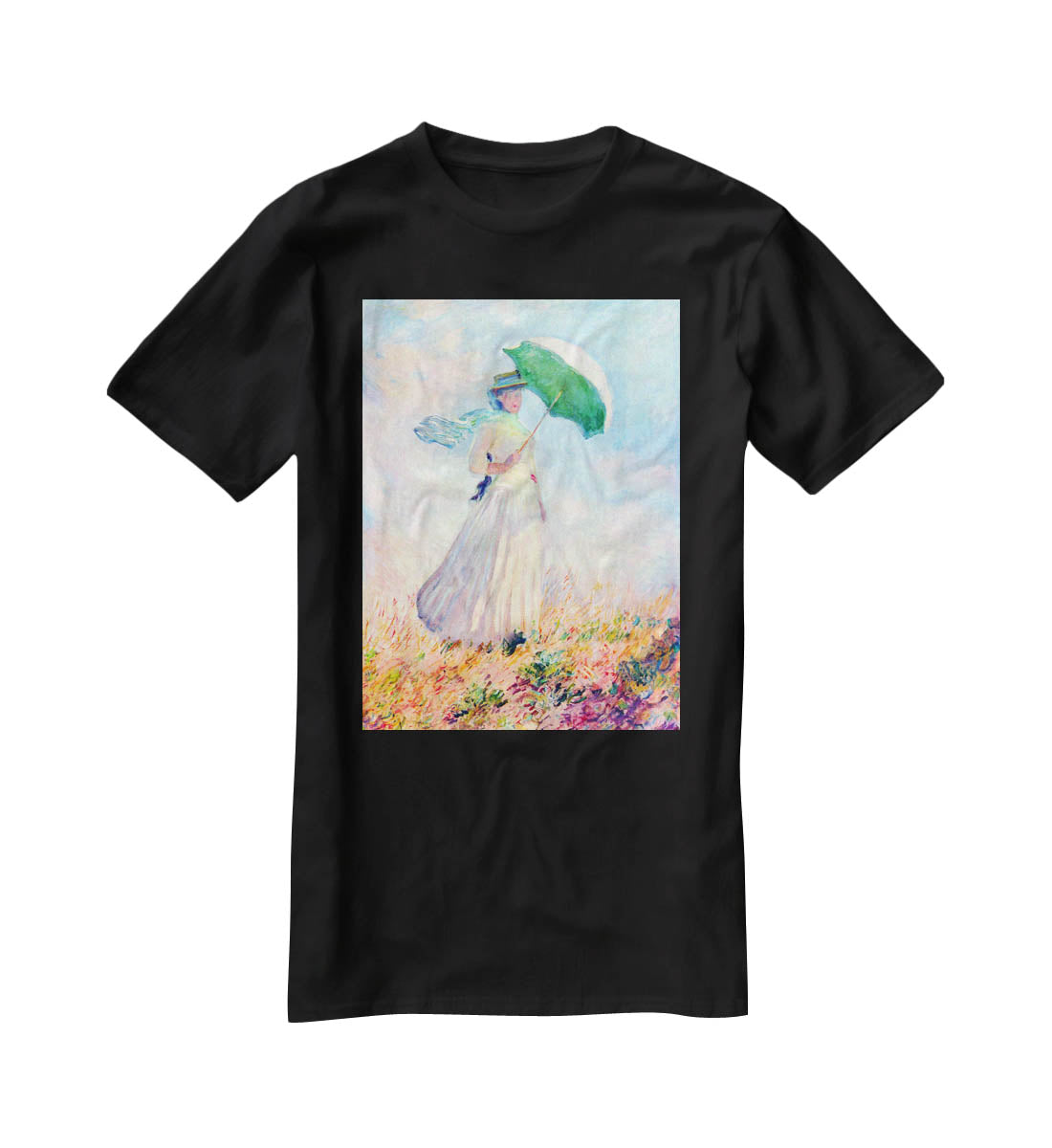 Lady with sunshade study by Monet T-Shirt - Canvas Art Rocks - 1
