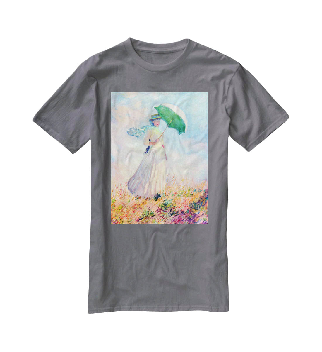 Lady with sunshade study by Monet T-Shirt - Canvas Art Rocks - 3