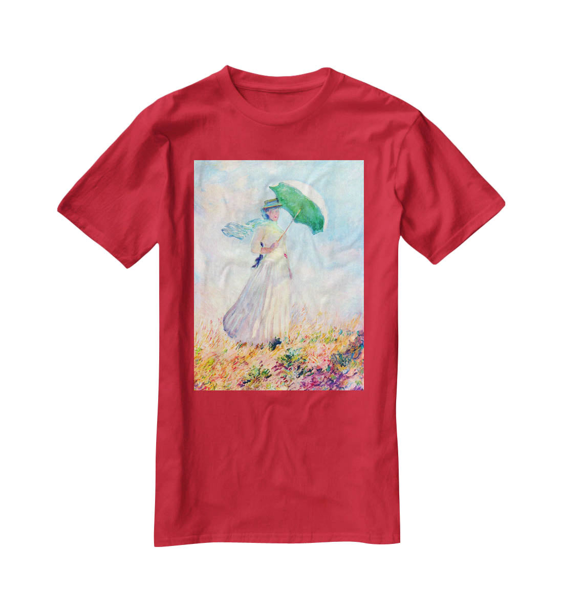 Lady with sunshade study by Monet T-Shirt - Canvas Art Rocks - 4