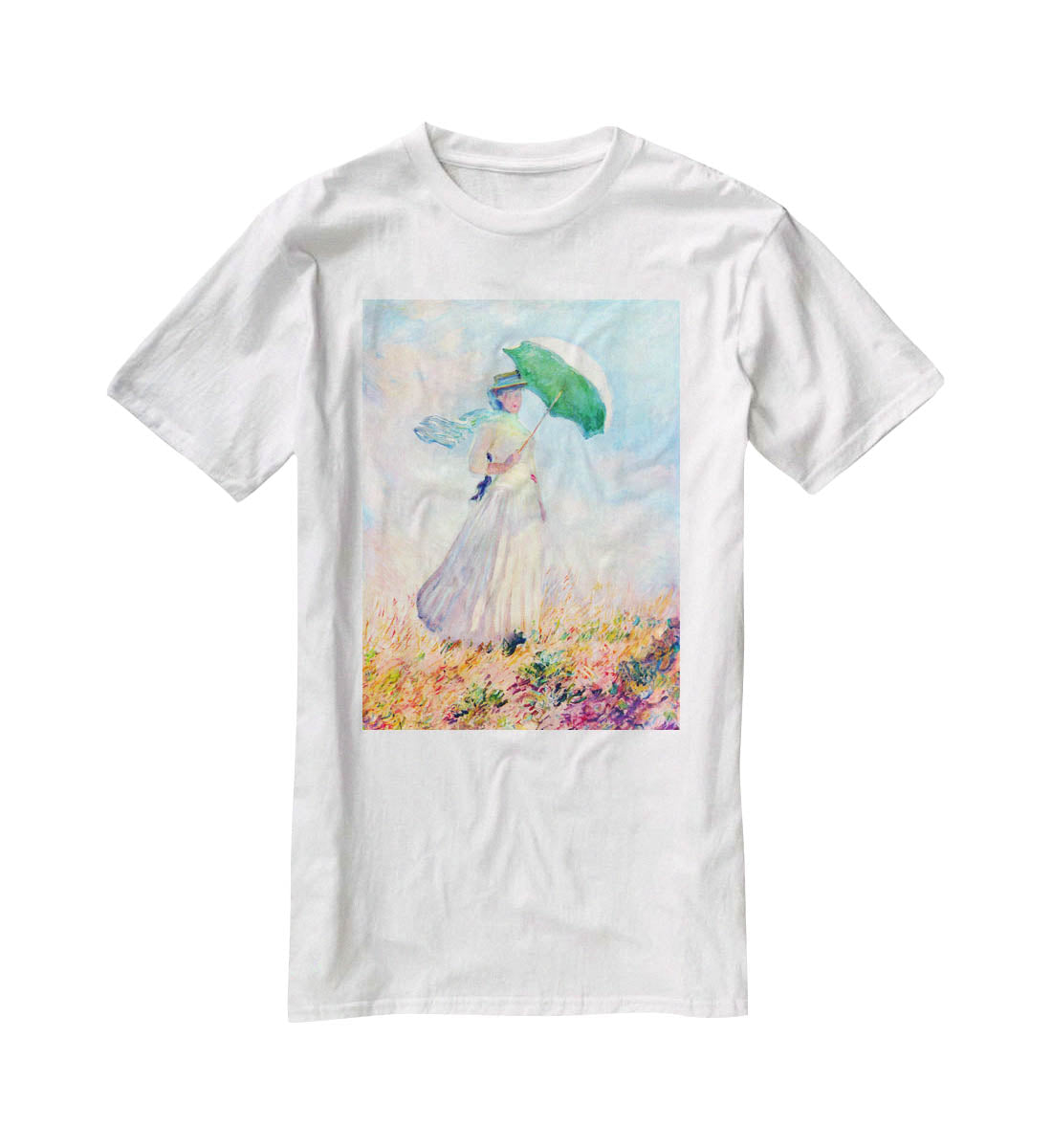 Lady with sunshade study by Monet T-Shirt - Canvas Art Rocks - 5