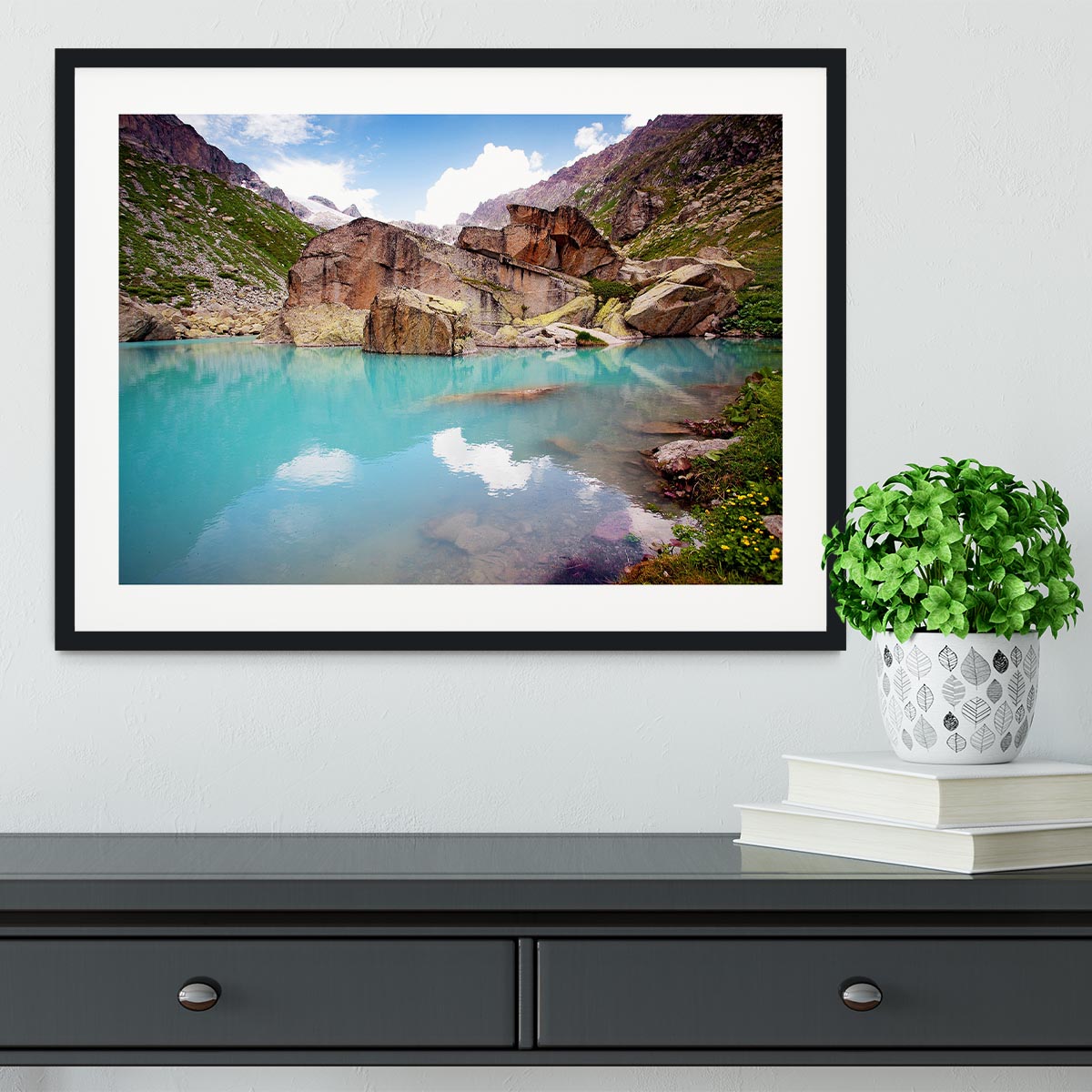 Lake mountains Framed Print - Canvas Art Rocks - 1