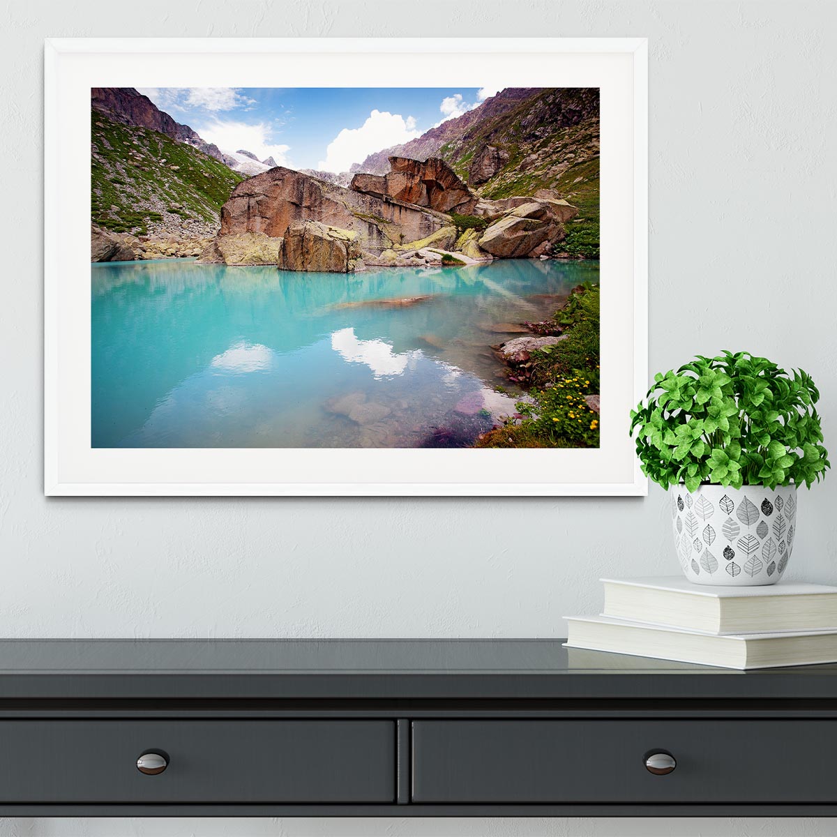 Lake mountains Framed Print - Canvas Art Rocks - 5