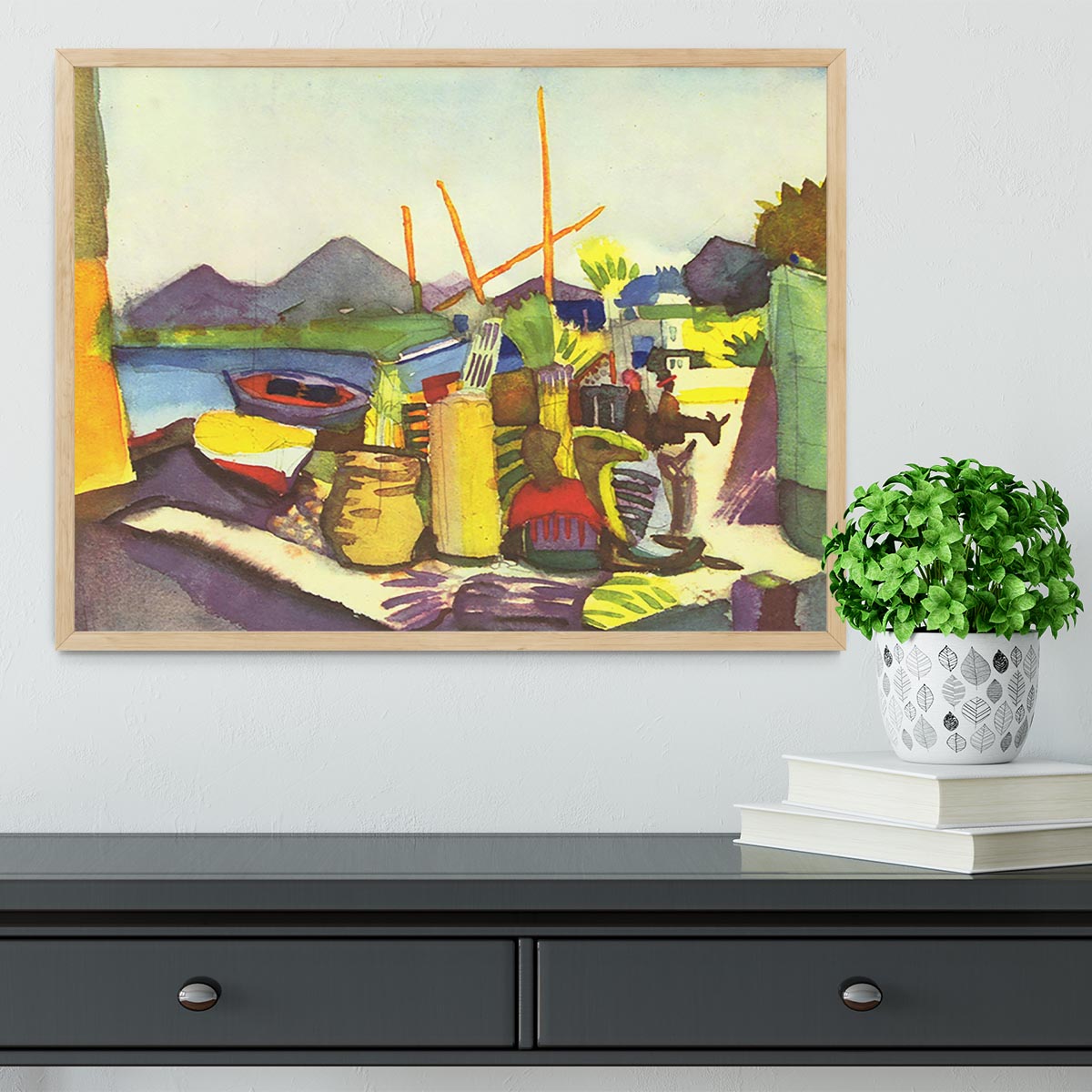 Landscape at Hammamet by Macke Framed Print - Canvas Art Rocks - 4