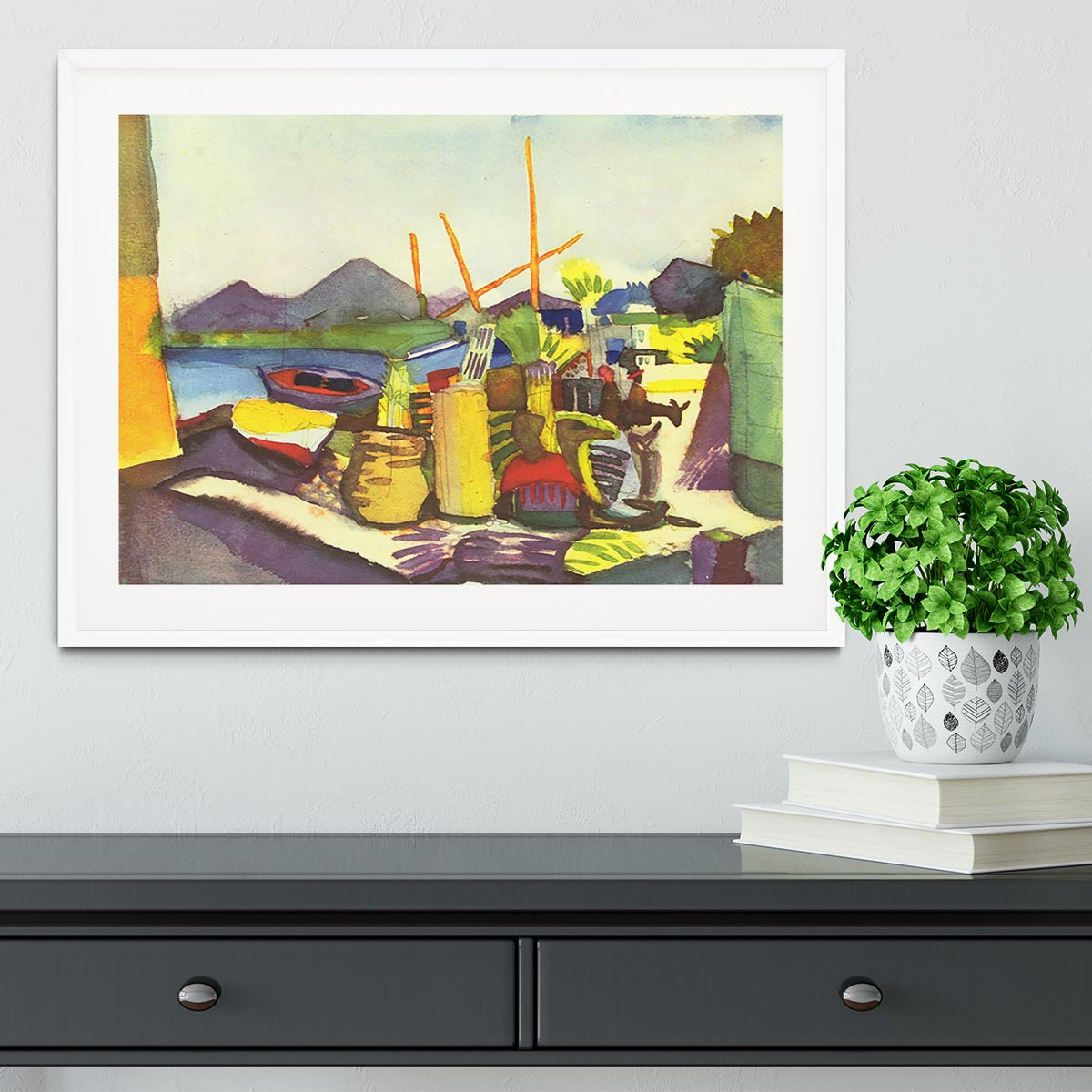 Landscape at Hammamet by Macke Framed Print - Canvas Art Rocks - 5