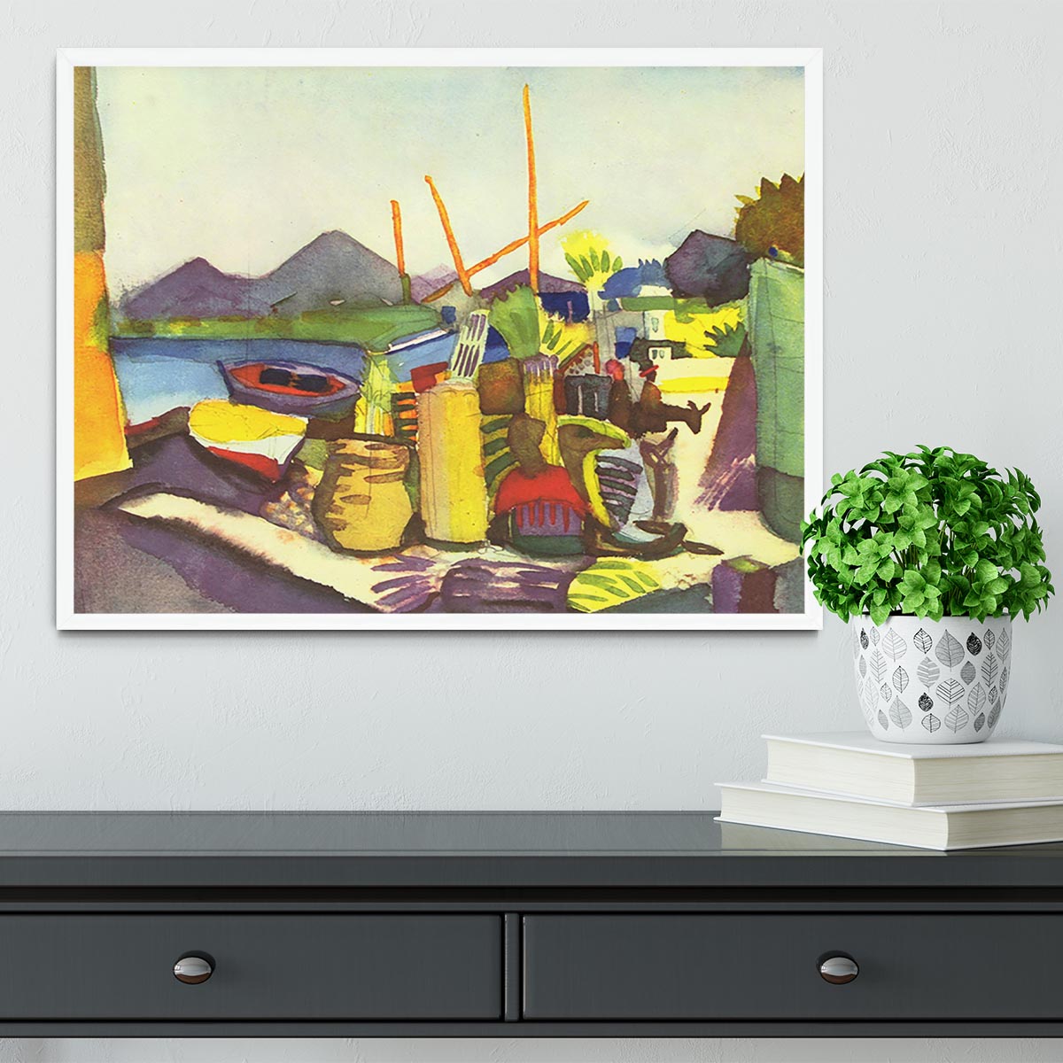 Landscape at Hammamet by Macke Framed Print - Canvas Art Rocks -6