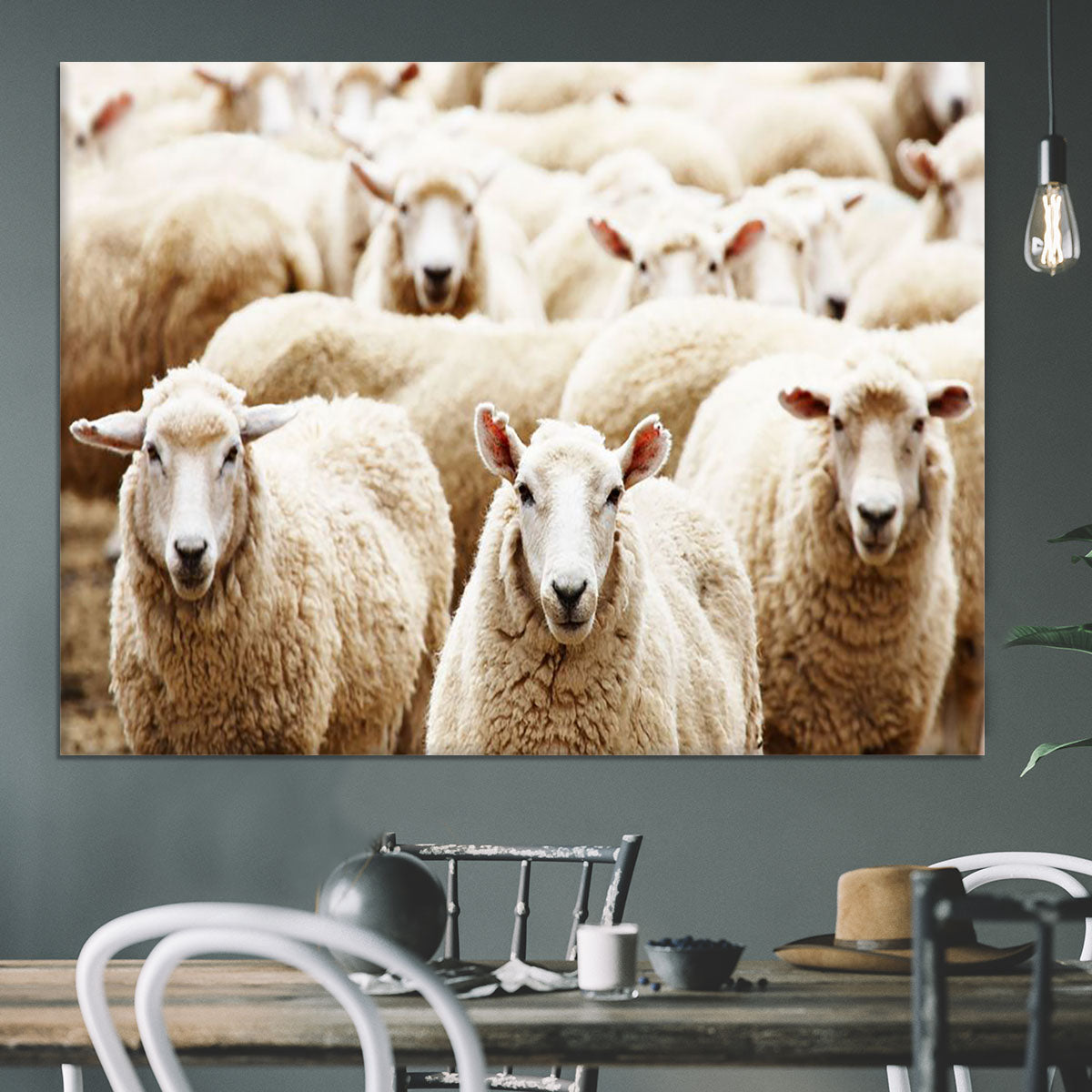 Livestock farm herd of sheep Canvas Print or Poster - Canvas Art Rocks - 3