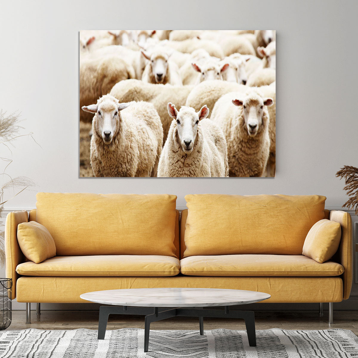 Livestock farm herd of sheep Canvas Print or Poster - Canvas Art Rocks - 4