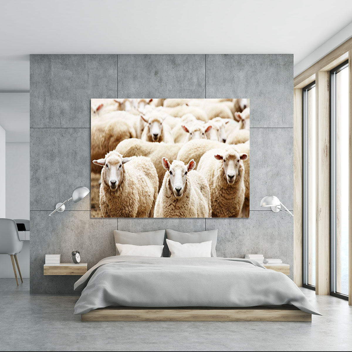 Livestock farm herd of sheep Canvas Print or Poster - Canvas Art Rocks - 5