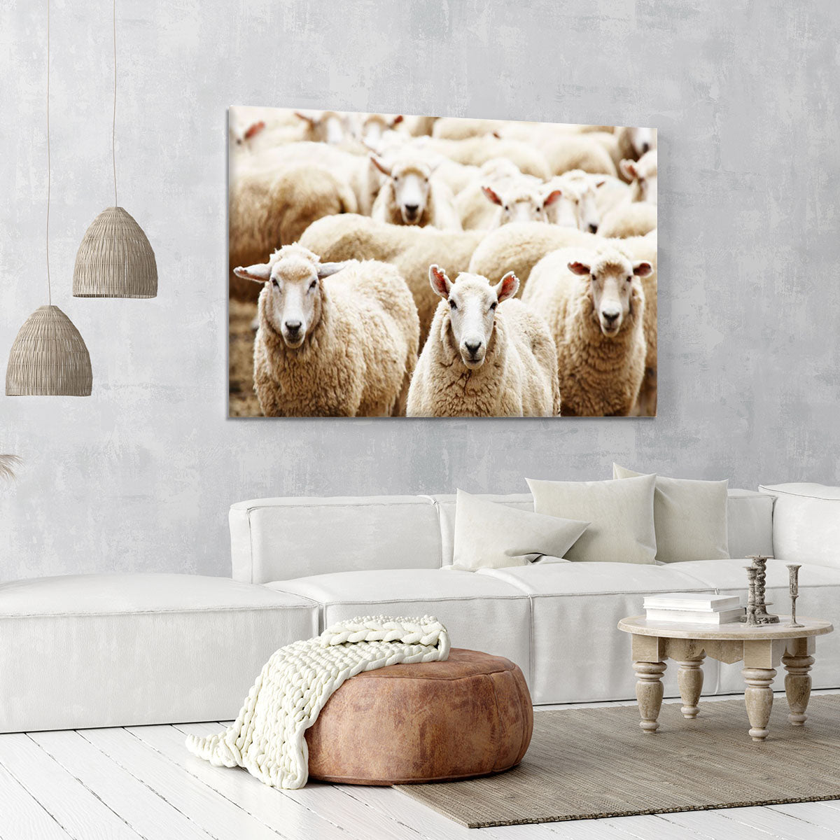 Livestock farm herd of sheep Canvas Print or Poster - Canvas Art Rocks - 6