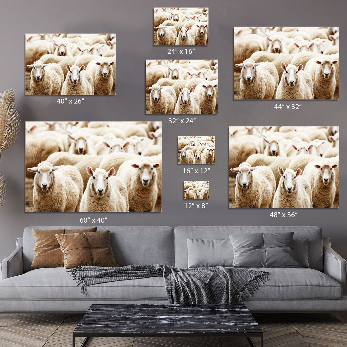 Livestock farm herd of sheep Canvas Print or Poster - Canvas Art Rocks - 7