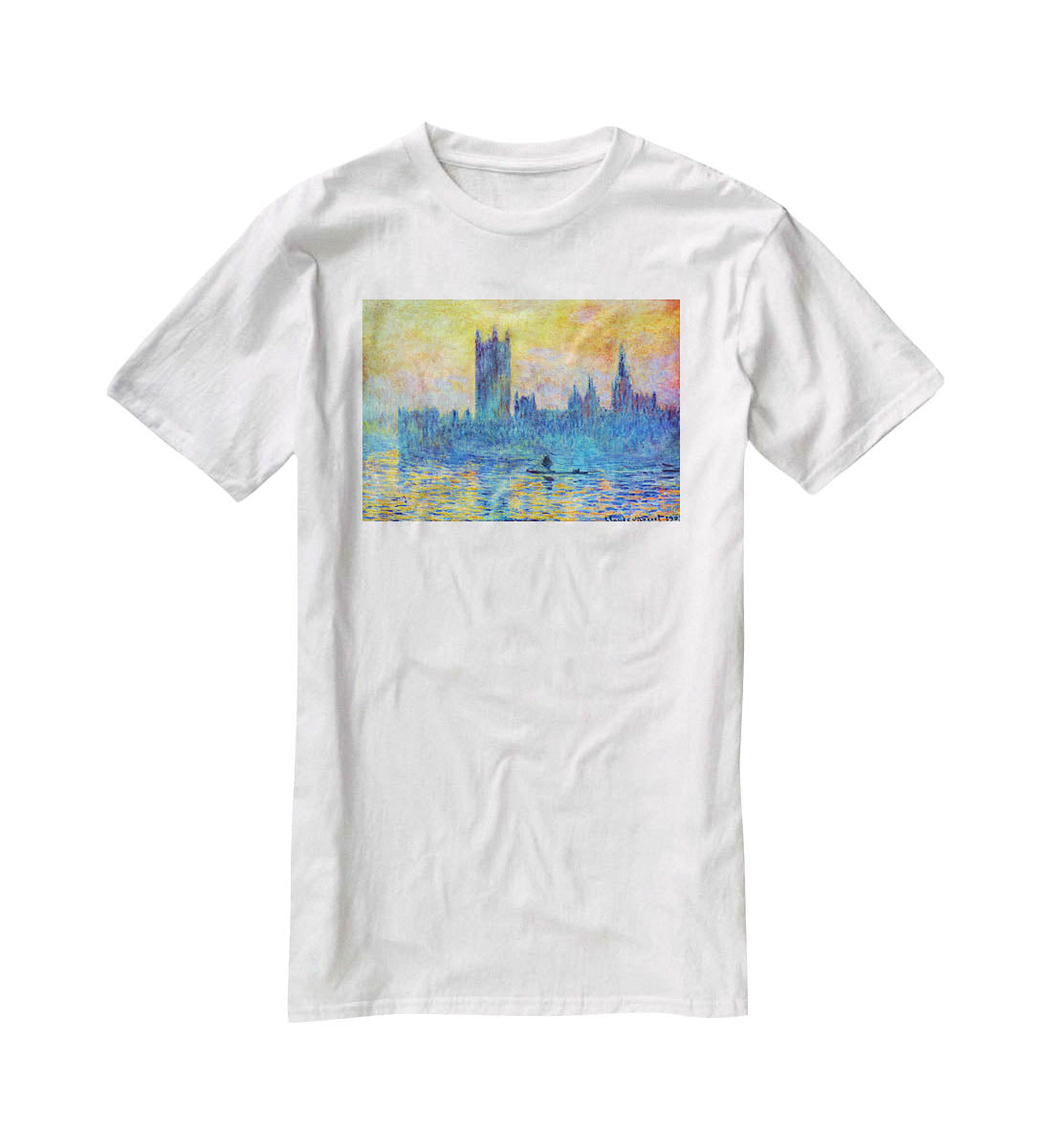 London Parliament in Winter by Monet T-Shirt - Canvas Art Rocks - 5