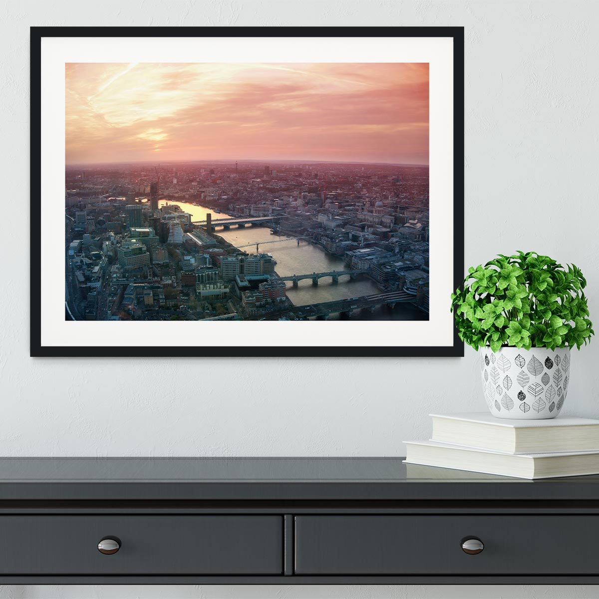 London business and financial aria view Framed Print - Canvas Art Rocks - 1