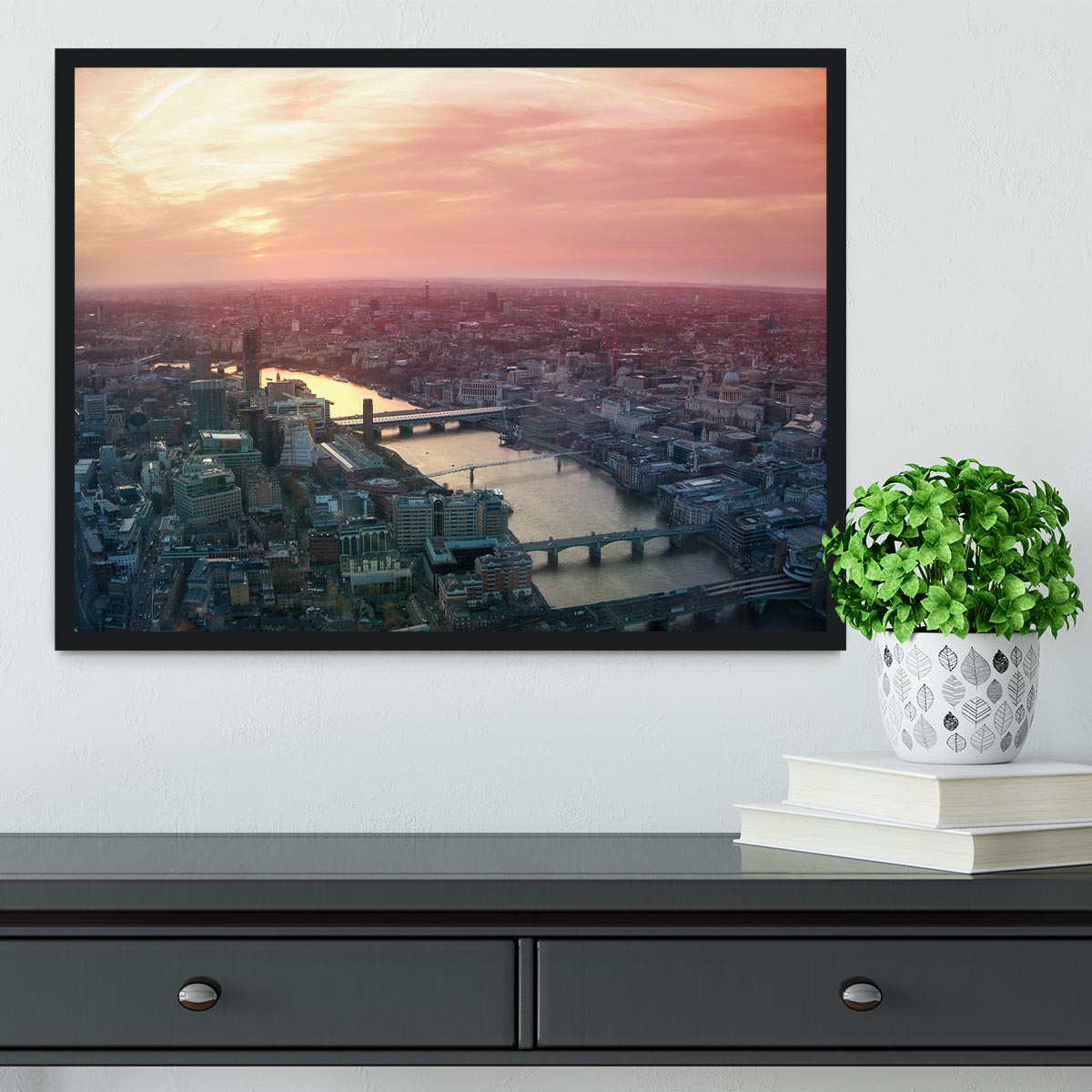 London business and financial aria view Framed Print - Canvas Art Rocks - 2