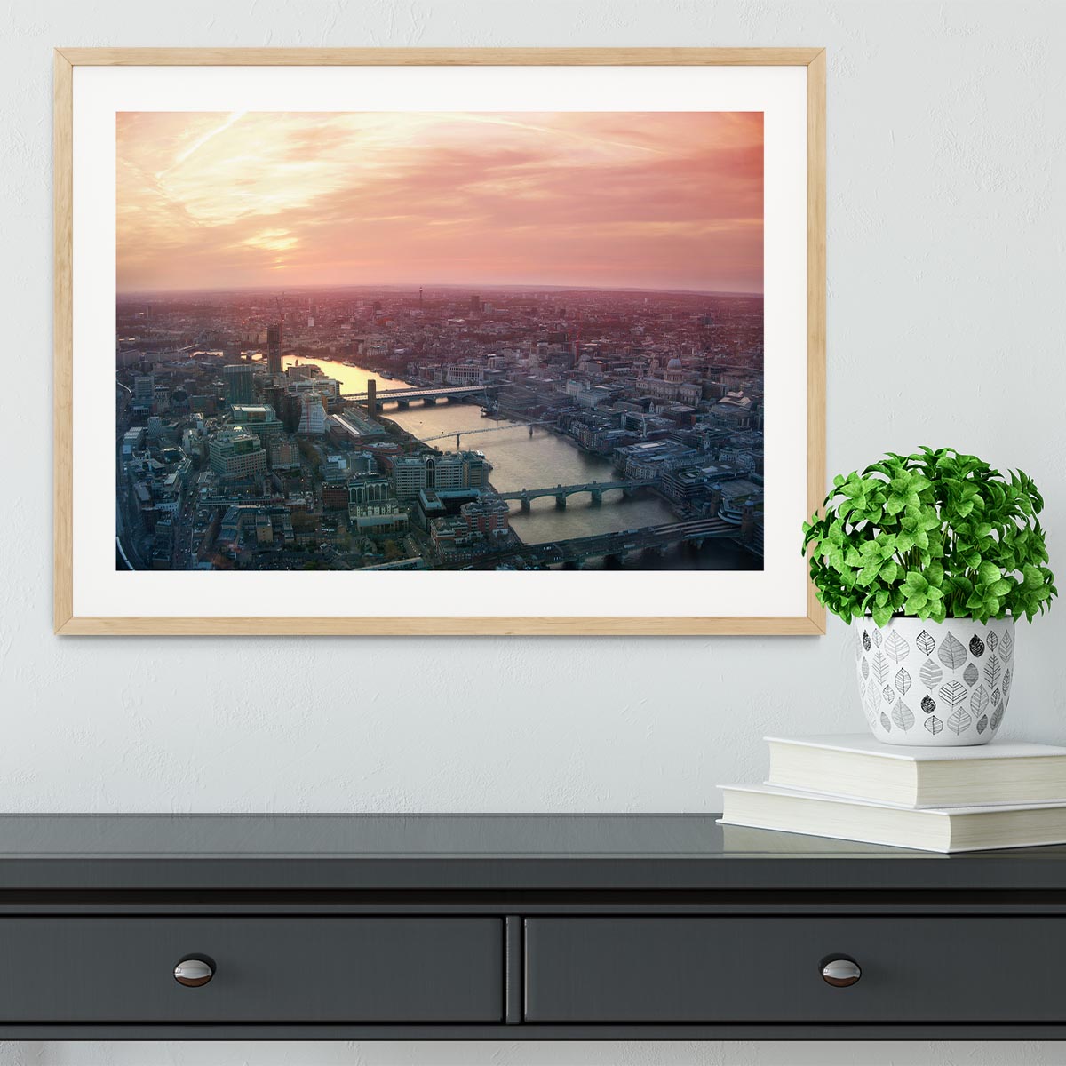 London business and financial aria view Framed Print - Canvas Art Rocks - 3