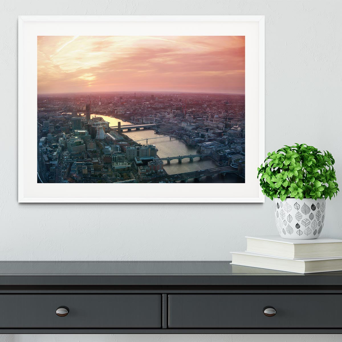 London business and financial aria view Framed Print - Canvas Art Rocks - 5