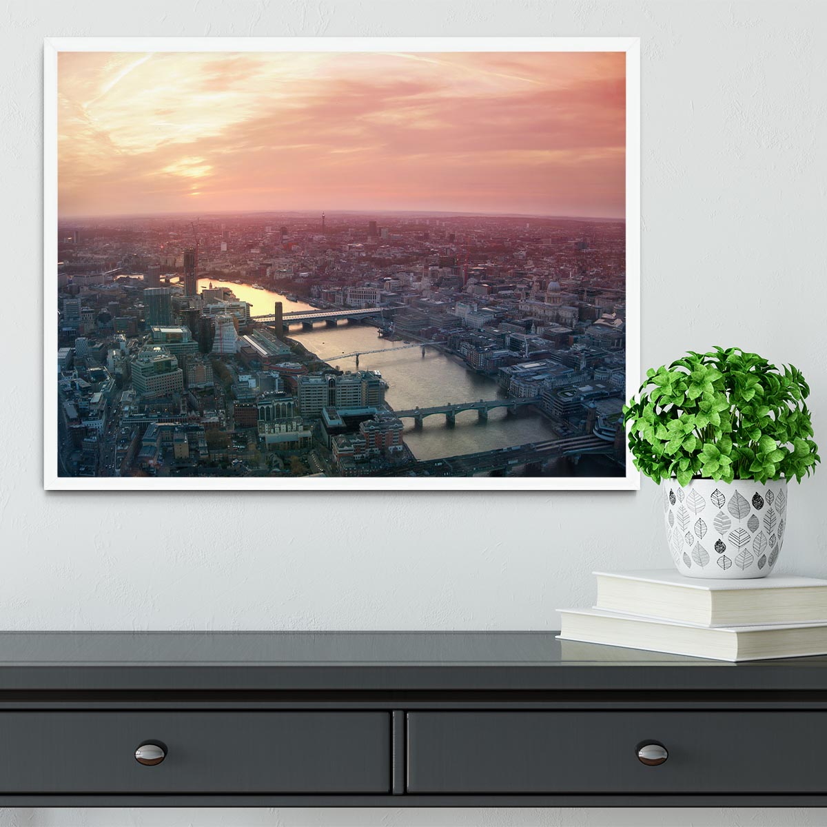 London business and financial aria view Framed Print - Canvas Art Rocks -6