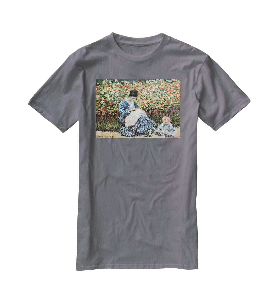 Madame Monet and child by Monet T-Shirt - Canvas Art Rocks - 3