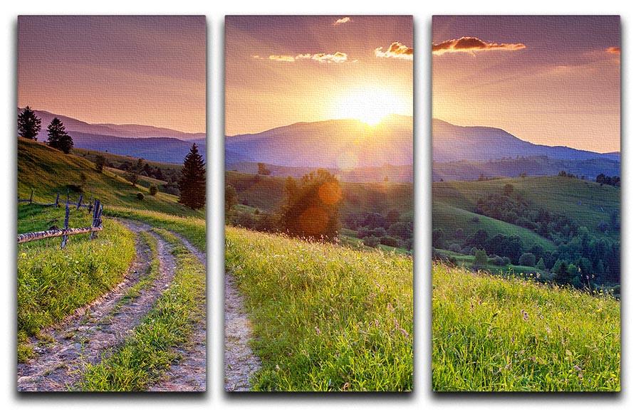 Majestic sunset in the mountains 3 Split Panel Canvas Print - Canvas Art Rocks - 1